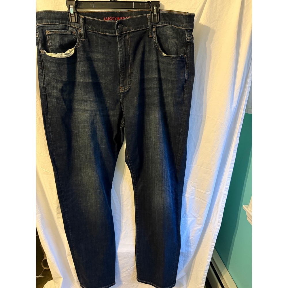 Lucky Brand Mens Dark Wash Straight Leg Denim Jeans Blue 42x34